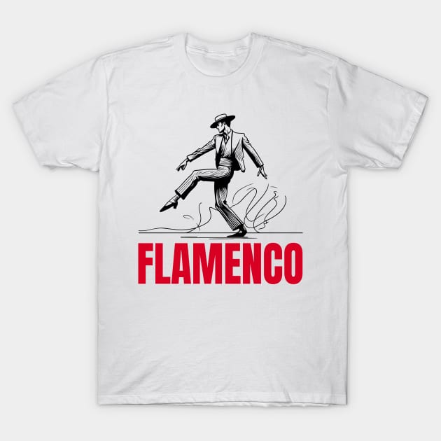 Flamenco male dancer - Black T-Shirt by PrintSoulDesigns